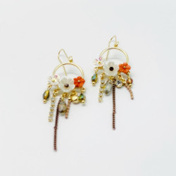 Ohrringe Pompadour flowers orange