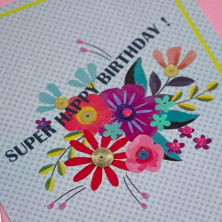 Karte mit Umschlag Super Happy Birthday