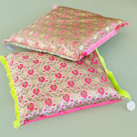 Kissenhülle Brokat Neonyellow 5050