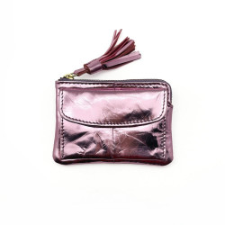 Portemonnaie Mini Zip Cardholder Metallic pink
