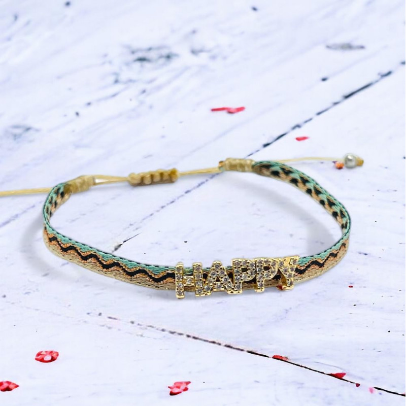 Armband Woven Tape Happy