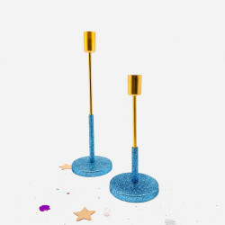 Kerzenhalter Flower Glitter ocean-gold Set/2- SALE