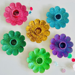 Kerzenhalter Flower Glitter lavender