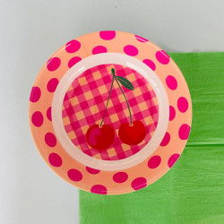 Flache Schale/ Teller Melamin Dots