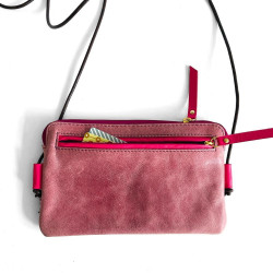 Handytäschchen Leder Buffalo Fringe altrosa