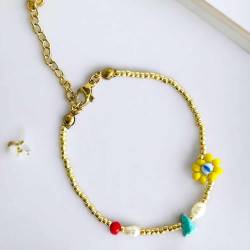 Armband Goldbead Fancy flower mix