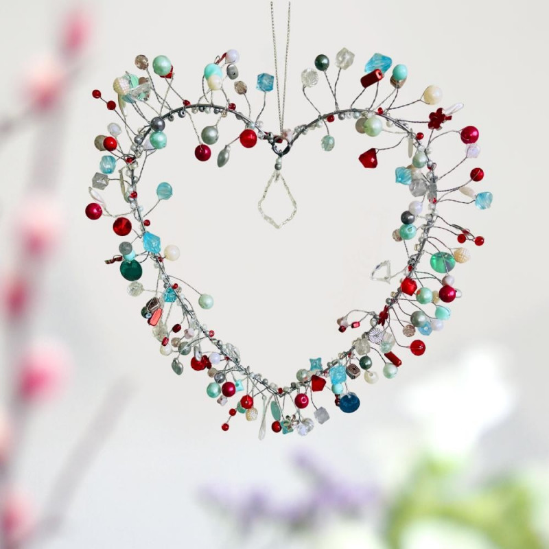 Dekoration FUNKEL Herz silverred