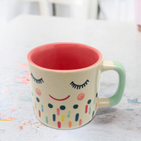 Tasse L smiling Face dots apricot