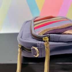 Tasche Leder Stripe Doppeltasche/ Gürteltasche viola