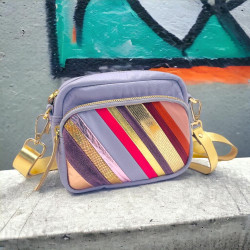 Tasche Leder Stripe Doppeltasche/ Gürteltasche viola