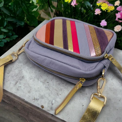 Tasche Leder Stripe Doppeltasche/ Gürteltasche viola