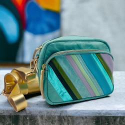 Tasche Leder Stripe Doppeltasche mint