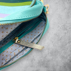 Tasche Leder Stripe Doppeltasche mint