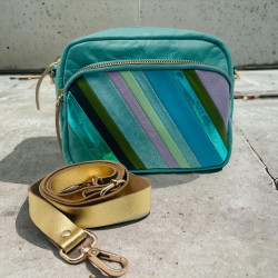 Tasche Leder Stripe Doppeltasche mint
