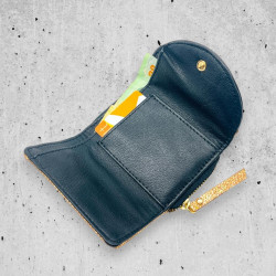 Mini Portemonnaie Leder Smiley metallic silver