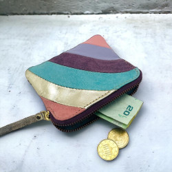 Mini zip Portemonnaie Leder Arc multi