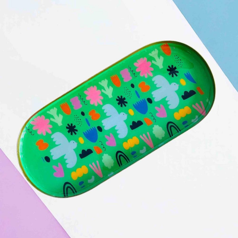 Tablett M Green grass with flowers