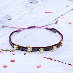 Armband Woven Tape Pearl plum 5