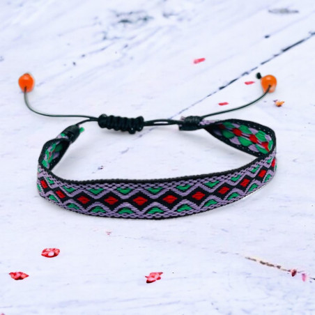 Armband Woven Tape pink ethno orange bead