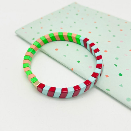 Armband colorblock green rose