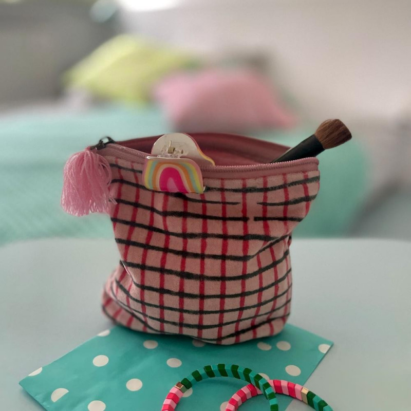 Täschchen Zip check apricot