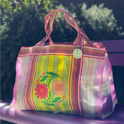 Shopper XL woven plastic Yin flower