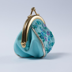 Täschchen Mini Clip Leder Millefleur ltblue