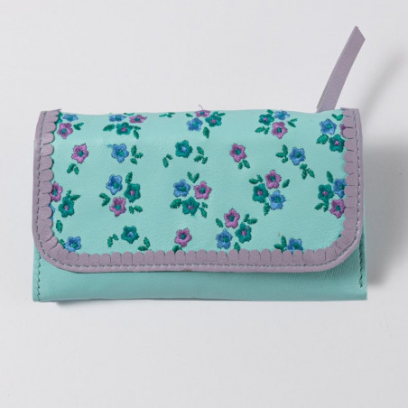 Portemonnaie Leder ind Millefleur ltblue