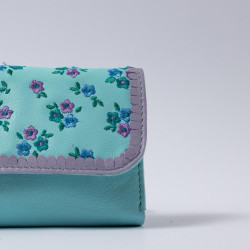 Portemonnaie Leder ind Millefleur ltblue
