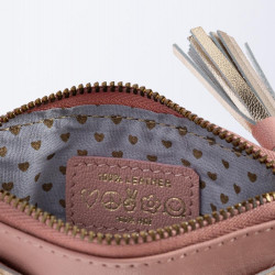 Portemonnaie mini zip Leder Millefleur apricot