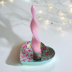 Kerzenhalter Heart Print turq Raster