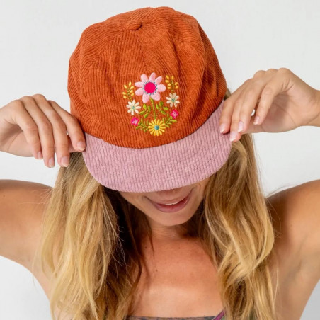 Canvas Trucker Rust Folk Flower