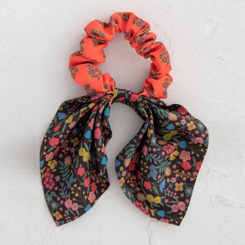 Scrunchie Mixed Print Tie Cor/Black