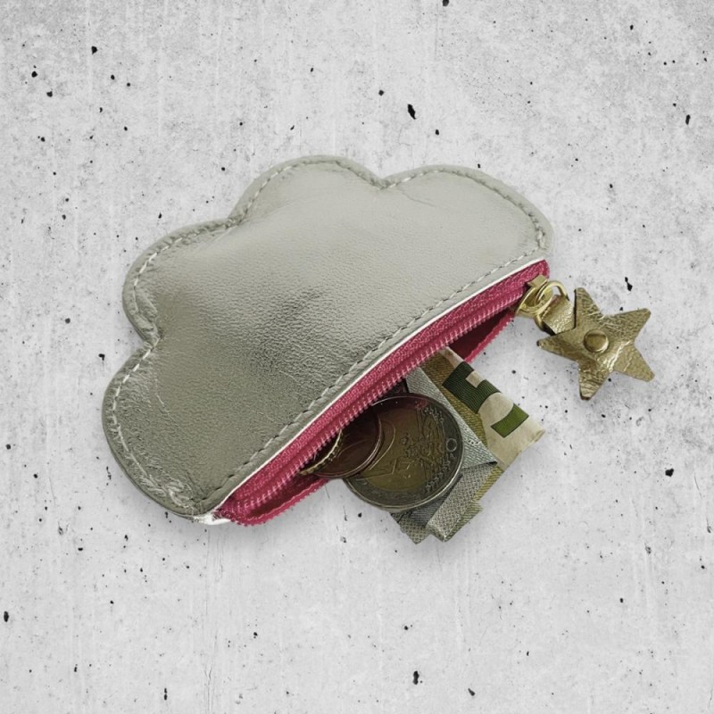Münztäschchen Cloud Leder silber