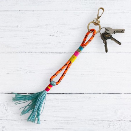 Schlüsselanhänger Multi wrap tassel orange blue