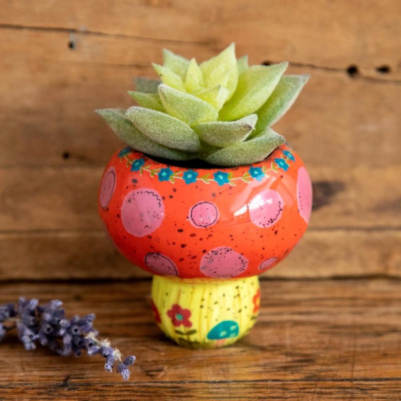 Übertopf +Sukkulente Critter Faux Mushroom