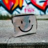 Mini zip Portemonnaie Leder Smiley silver metallic