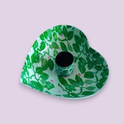 Kerzenhalter Heart Print green leaf sale