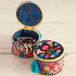 Täschchen Jewelry Rounds Blk Folk Flower