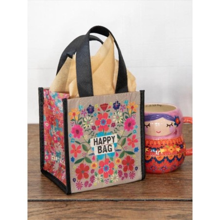 Recycled Tasche S Happy Bag Teal Folk Flower