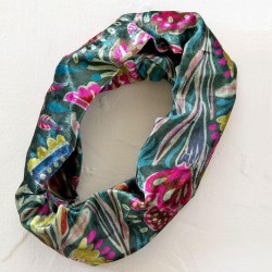 Stirn- und Haarband Boho Half Bandeau Velvet Green floral