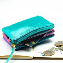 Portemonnaie Mini 3er Leder metallic multi