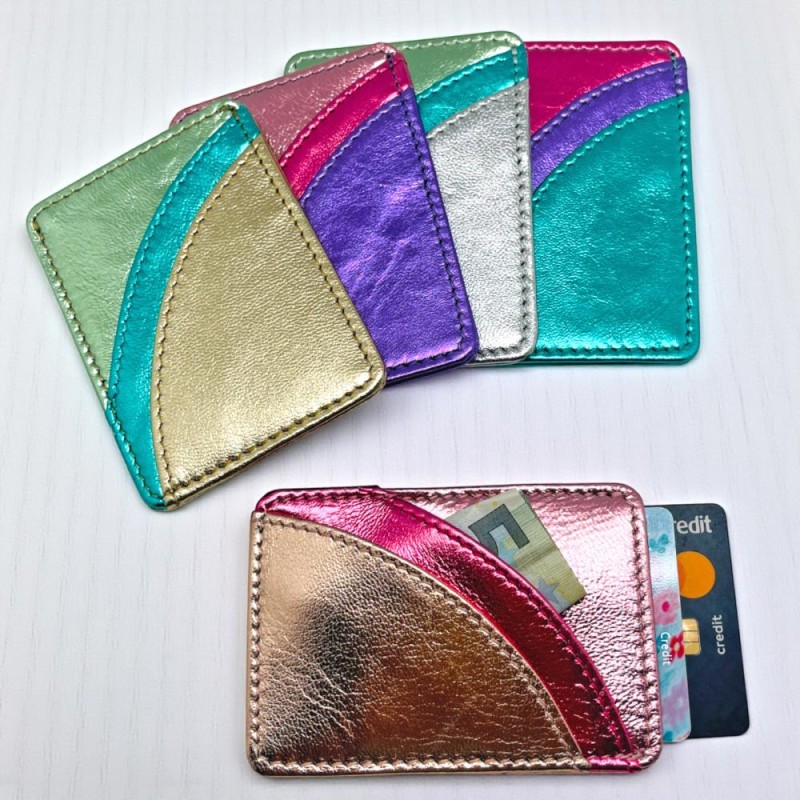 Kartenhalter Leder Arc Metallic