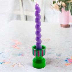 Kerzenhalter Turned Stripe green