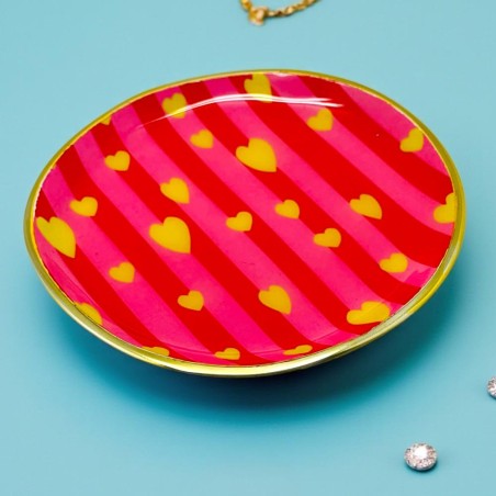 Dekoschale L Stripe Yellow hearts