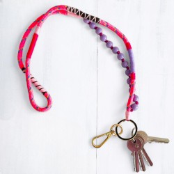 Schlüsselband/ Lanyard Wrap + Beads Pink