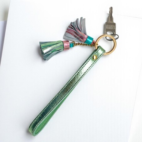 Schlüsselband Metallic Shine Tassel Green