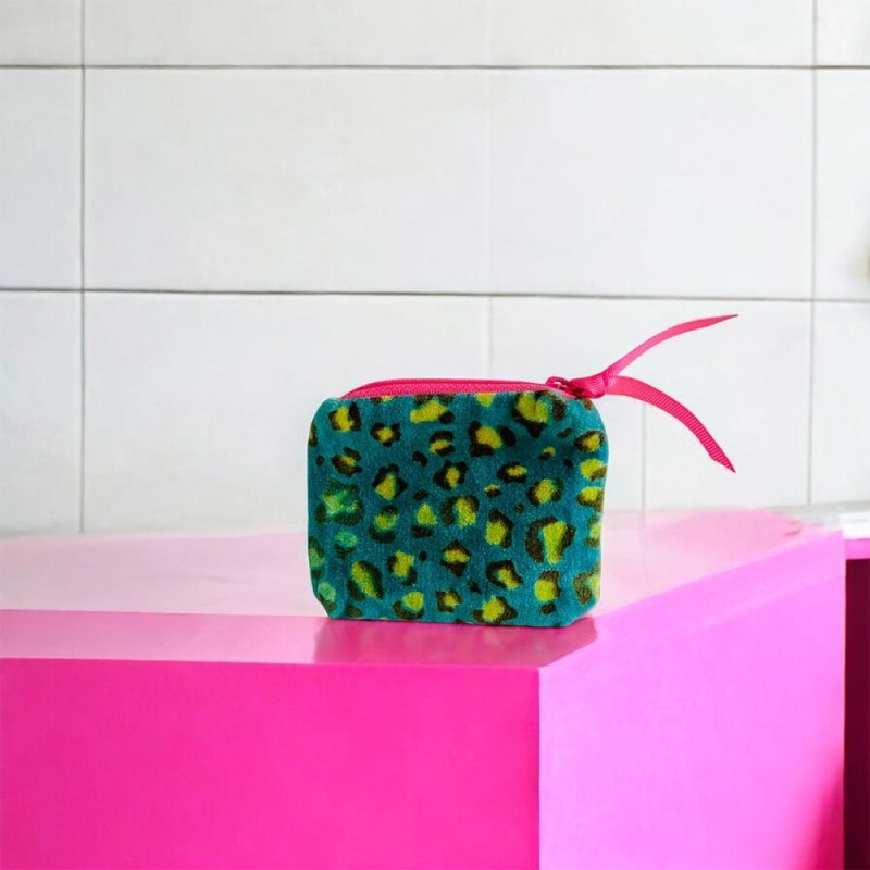 Täschchen Mini Zip Velvet Leo Petrol