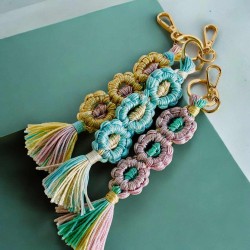 Schlüsselanhänger 3 flower S shiny Blue pastel