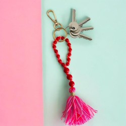 Anhänger Bead chain Tassle Red